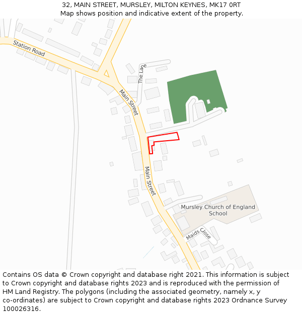 32, MAIN STREET, MURSLEY, MILTON KEYNES, MK17 0RT: Location map and indicative extent of plot