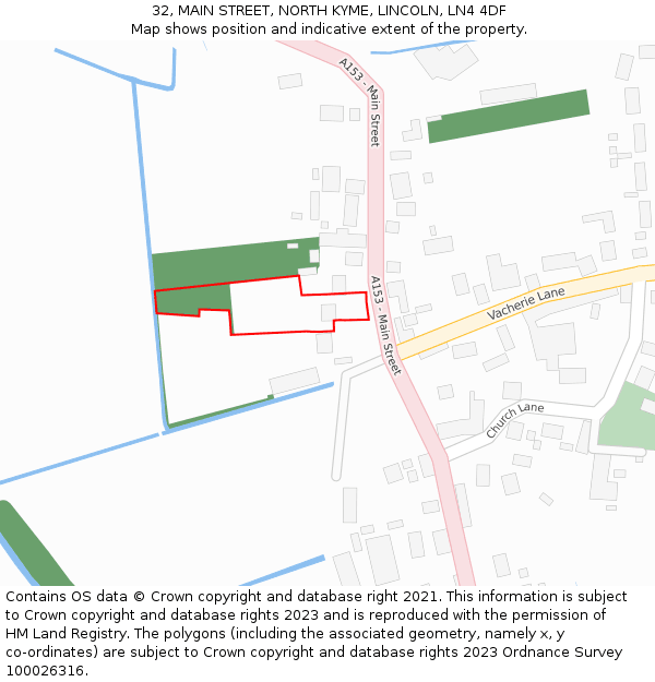 32, MAIN STREET, NORTH KYME, LINCOLN, LN4 4DF: Location map and indicative extent of plot