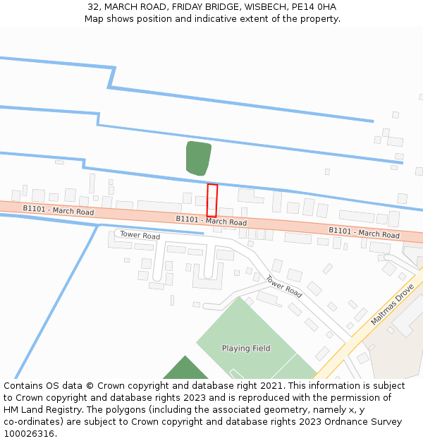 32, MARCH ROAD, FRIDAY BRIDGE, WISBECH, PE14 0HA: Location map and indicative extent of plot