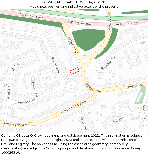 32, MARGATE ROAD, HERNE BAY, CT6 7BL: Location map and indicative extent of plot