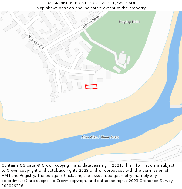 32, MARINERS POINT, PORT TALBOT, SA12 6DL: Location map and indicative extent of plot