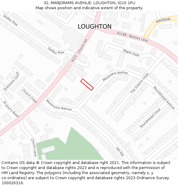 32, MARJORAMS AVENUE, LOUGHTON, IG10 1PU: Location map and indicative extent of plot