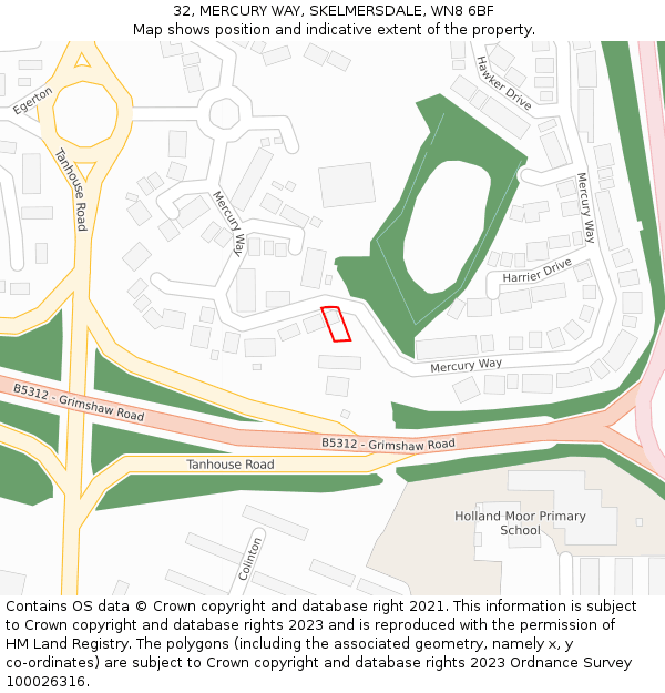 32, MERCURY WAY, SKELMERSDALE, WN8 6BF: Location map and indicative extent of plot