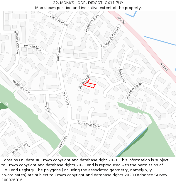 32, MONKS LODE, DIDCOT, OX11 7UY: Location map and indicative extent of plot