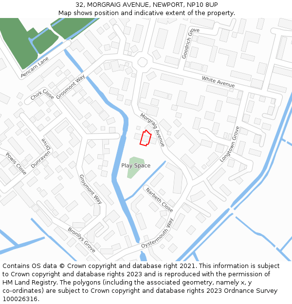 32, MORGRAIG AVENUE, NEWPORT, NP10 8UP: Location map and indicative extent of plot