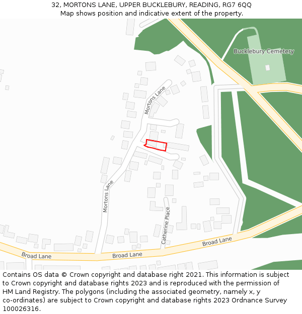 32, MORTONS LANE, UPPER BUCKLEBURY, READING, RG7 6QQ: Location map and indicative extent of plot