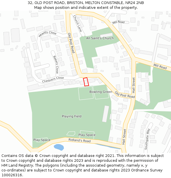 32, OLD POST ROAD, BRISTON, MELTON CONSTABLE, NR24 2NB: Location map and indicative extent of plot