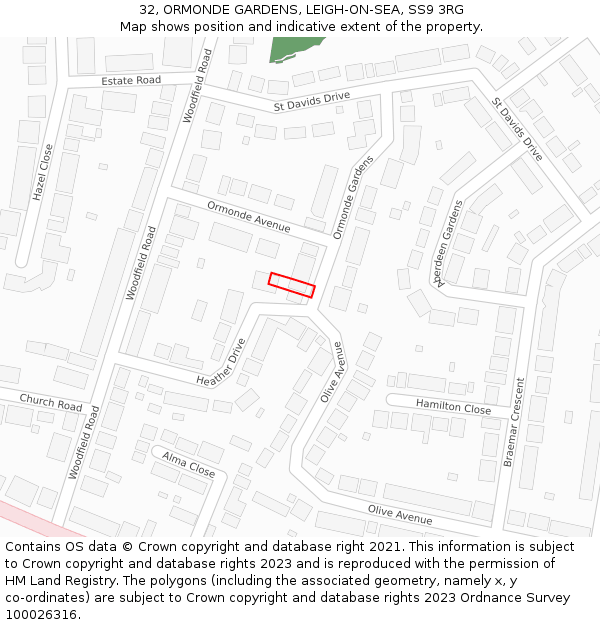 32, ORMONDE GARDENS, LEIGH-ON-SEA, SS9 3RG: Location map and indicative extent of plot