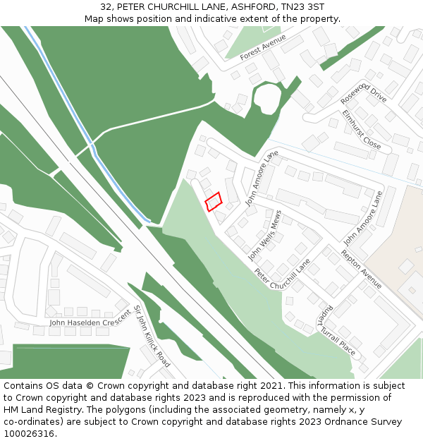 32, PETER CHURCHILL LANE, ASHFORD, TN23 3ST: Location map and indicative extent of plot