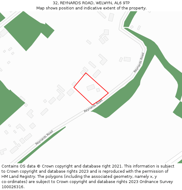 32, REYNARDS ROAD, WELWYN, AL6 9TP: Location map and indicative extent of plot