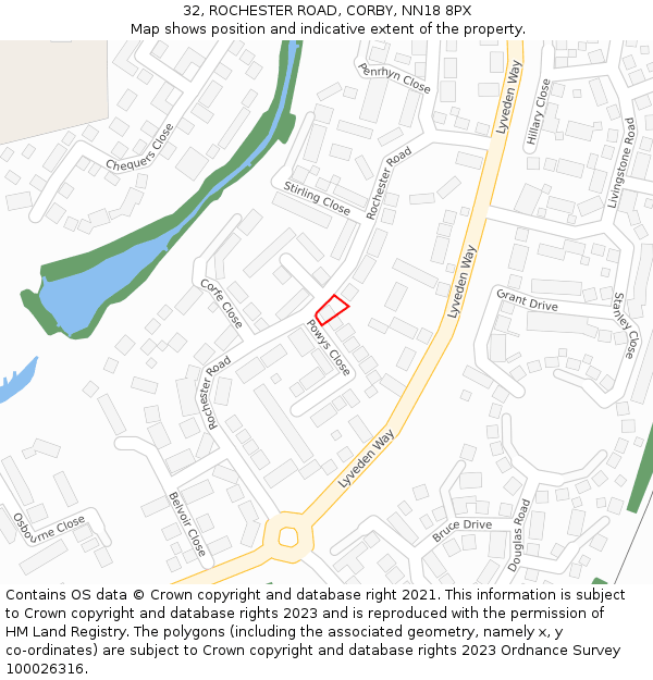 32, ROCHESTER ROAD, CORBY, NN18 8PX: Location map and indicative extent of plot