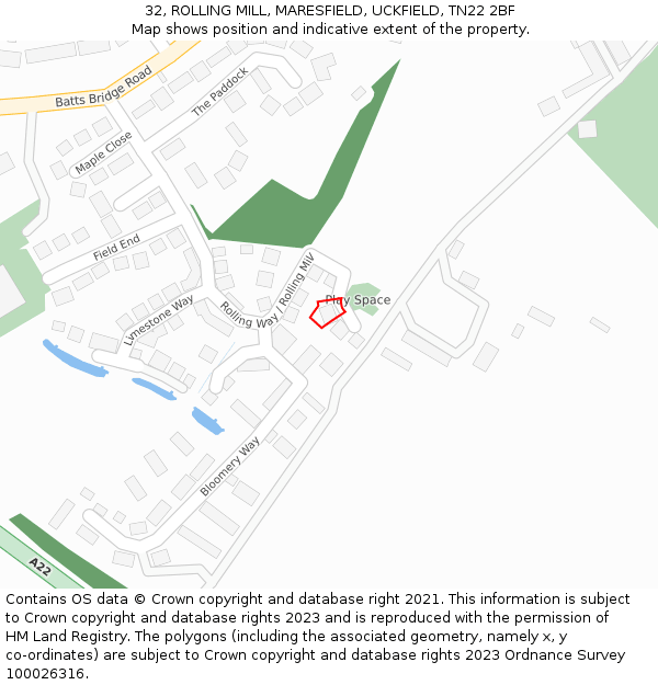 32, ROLLING MILL, MARESFIELD, UCKFIELD, TN22 2BF: Location map and indicative extent of plot