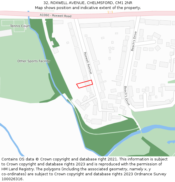 32, ROXWELL AVENUE, CHELMSFORD, CM1 2NR: Location map and indicative extent of plot