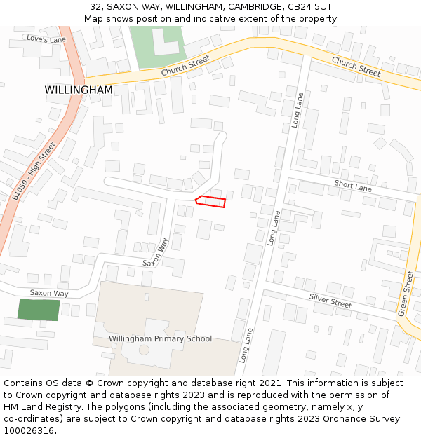 32, SAXON WAY, WILLINGHAM, CAMBRIDGE, CB24 5UT: Location map and indicative extent of plot