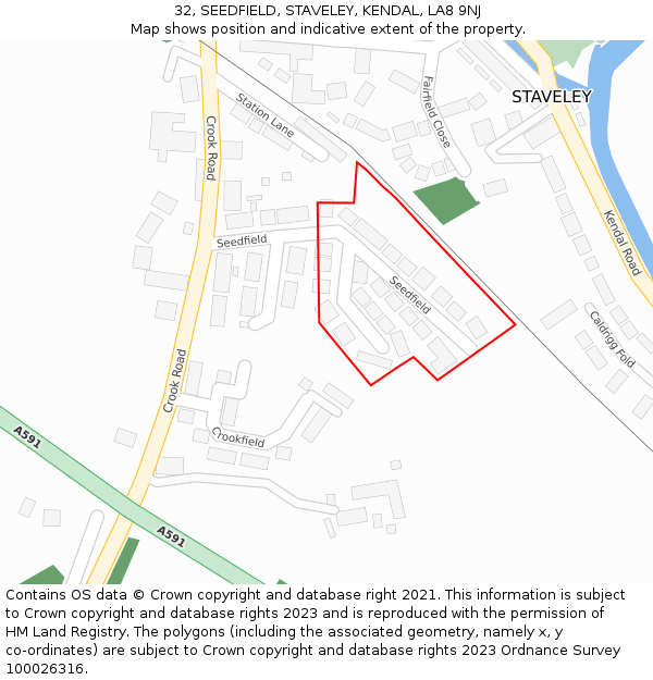 32, SEEDFIELD, STAVELEY, KENDAL, LA8 9NJ: Location map and indicative extent of plot