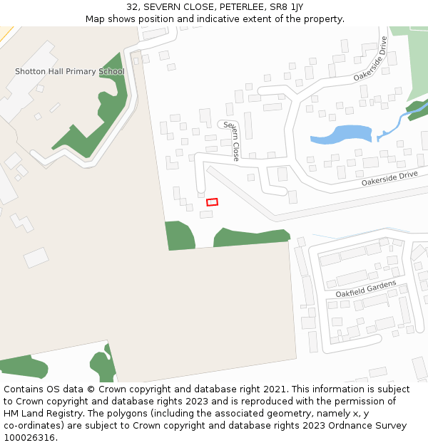 32, SEVERN CLOSE, PETERLEE, SR8 1JY: Location map and indicative extent of plot