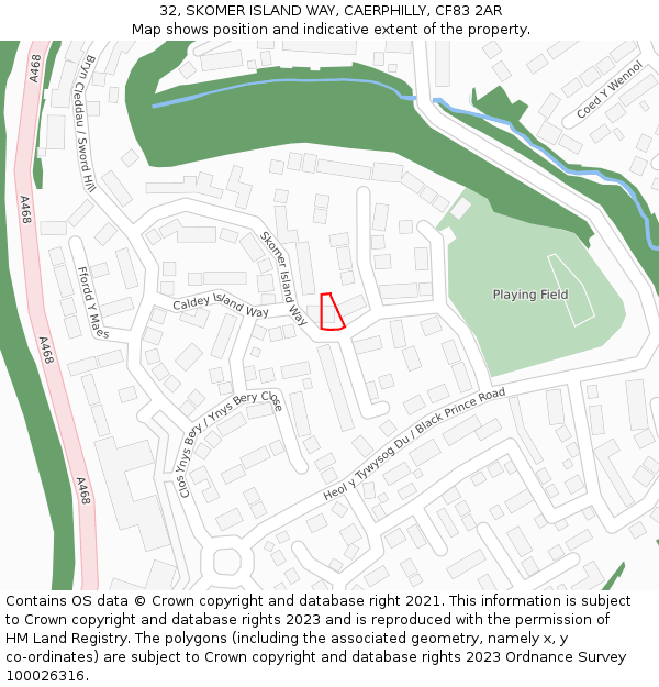 32, SKOMER ISLAND WAY, CAERPHILLY, CF83 2AR: Location map and indicative extent of plot