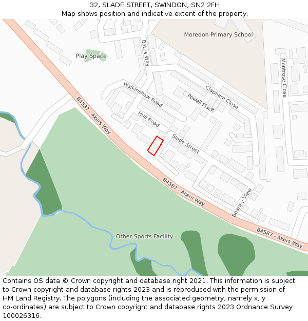 32, SLADE STREET, SWINDON, SN2 2FH: Location map and indicative extent of plot