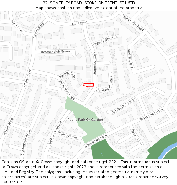 32, SOMERLEY ROAD, STOKE-ON-TRENT, ST1 6TB: Location map and indicative extent of plot