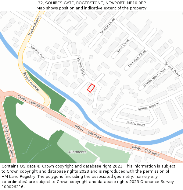 32, SQUIRES GATE, ROGERSTONE, NEWPORT, NP10 0BP: Location map and indicative extent of plot