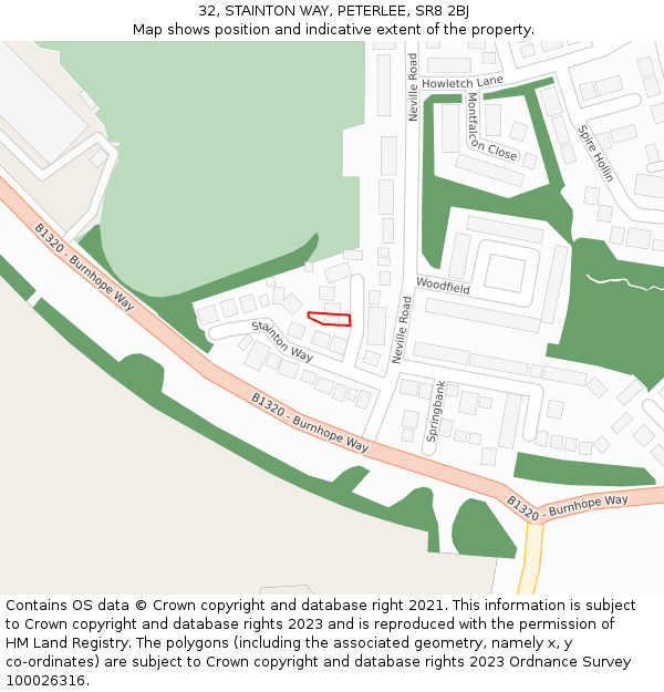 32, STAINTON WAY, PETERLEE, SR8 2BJ: Location map and indicative extent of plot