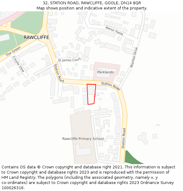 32, STATION ROAD, RAWCLIFFE, GOOLE, DN14 8QR: Location map and indicative extent of plot