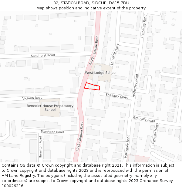 32, STATION ROAD, SIDCUP, DA15 7DU: Location map and indicative extent of plot