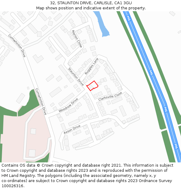 32, STAUNTON DRIVE, CARLISLE, CA1 3GU: Location map and indicative extent of plot