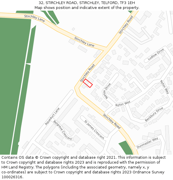 32, STIRCHLEY ROAD, STIRCHLEY, TELFORD, TF3 1EH: Location map and indicative extent of plot