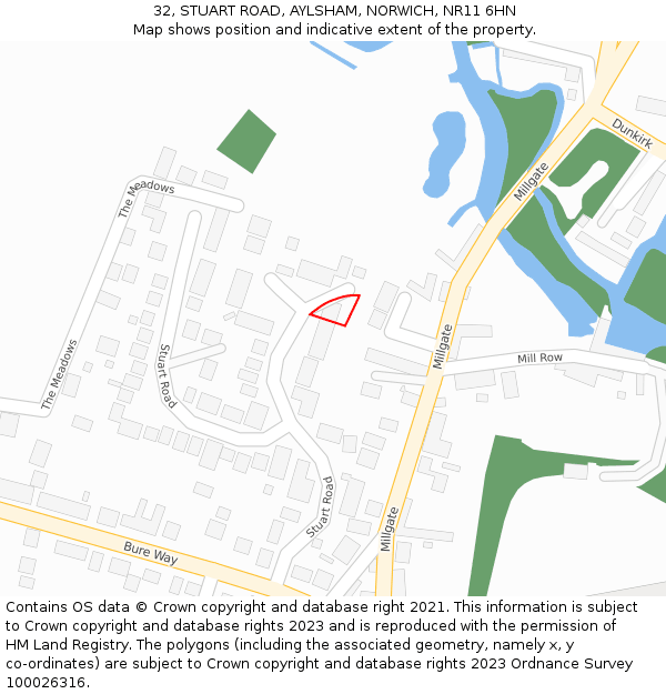 32, STUART ROAD, AYLSHAM, NORWICH, NR11 6HN: Location map and indicative extent of plot