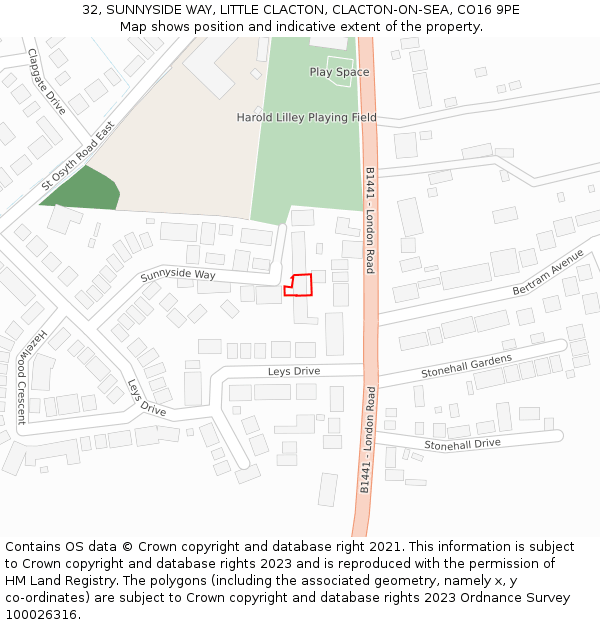 32, SUNNYSIDE WAY, LITTLE CLACTON, CLACTON-ON-SEA, CO16 9PE: Location map and indicative extent of plot