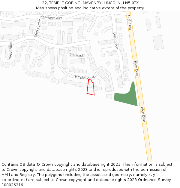 32, TEMPLE GORING, NAVENBY, LINCOLN, LN5 0TX: Location map and indicative extent of plot