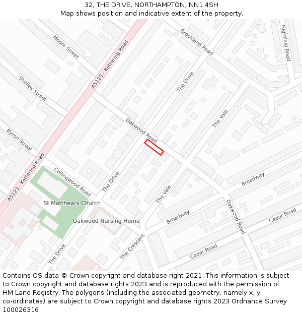 32, THE DRIVE, NORTHAMPTON, NN1 4SH: Location map and indicative extent of plot