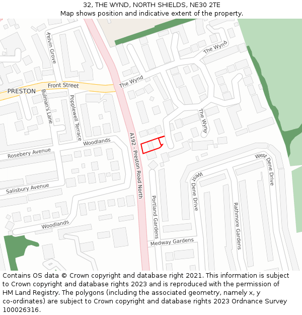 32, THE WYND, NORTH SHIELDS, NE30 2TE: Location map and indicative extent of plot