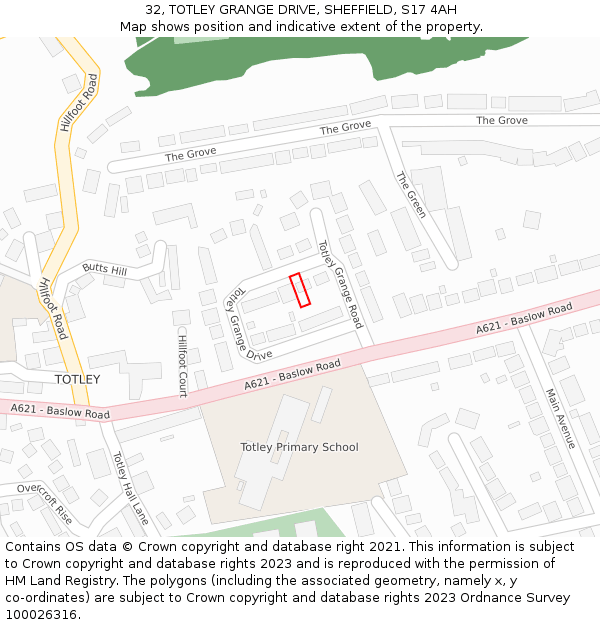 32, TOTLEY GRANGE DRIVE, SHEFFIELD, S17 4AH: Location map and indicative extent of plot