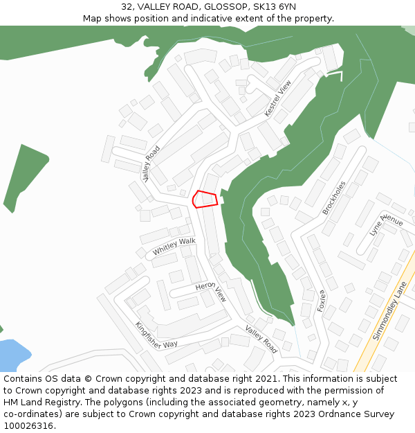 32, VALLEY ROAD, GLOSSOP, SK13 6YN: Location map and indicative extent of plot