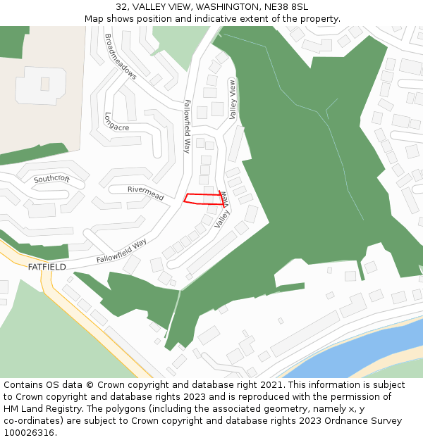 32, VALLEY VIEW, WASHINGTON, NE38 8SL: Location map and indicative extent of plot