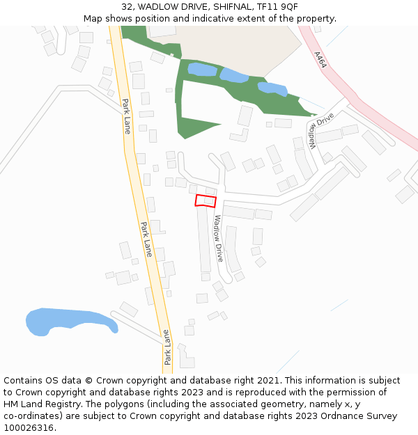 32, WADLOW DRIVE, SHIFNAL, TF11 9QF: Location map and indicative extent of plot