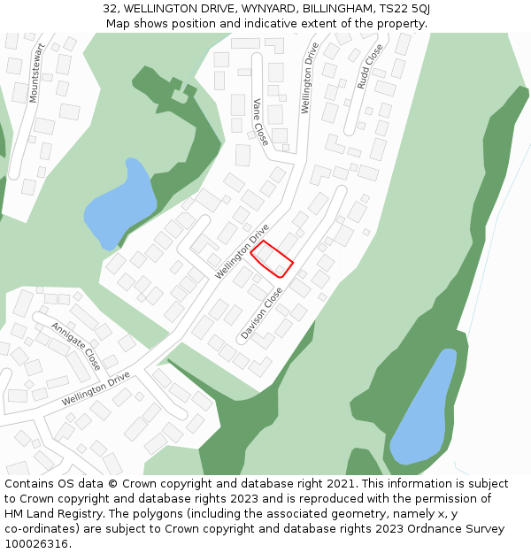 32, WELLINGTON DRIVE, WYNYARD, BILLINGHAM, TS22 5QJ: Location map and indicative extent of plot