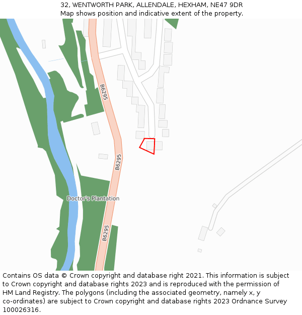 32, WENTWORTH PARK, ALLENDALE, HEXHAM, NE47 9DR: Location map and indicative extent of plot