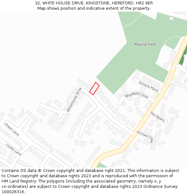 32, WHITE HOUSE DRIVE, KINGSTONE, HEREFORD, HR2 9ER: Location map and indicative extent of plot