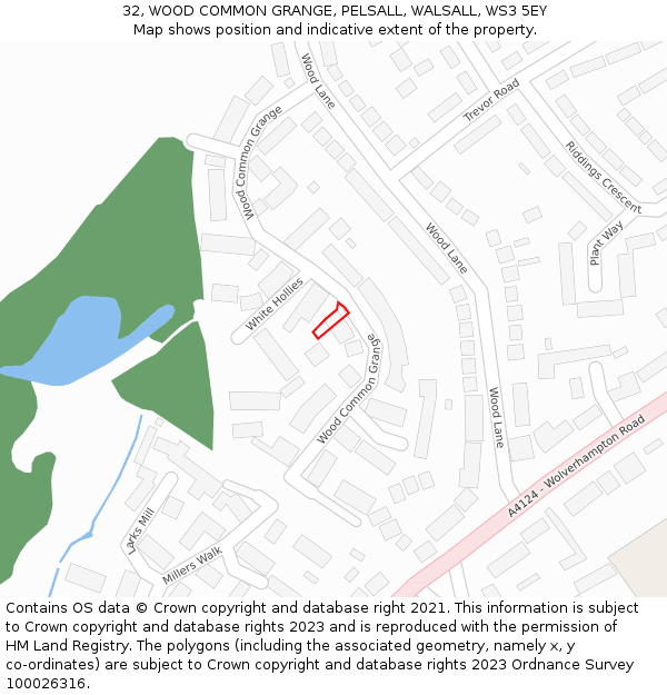 32, WOOD COMMON GRANGE, PELSALL, WALSALL, WS3 5EY: Location map and indicative extent of plot