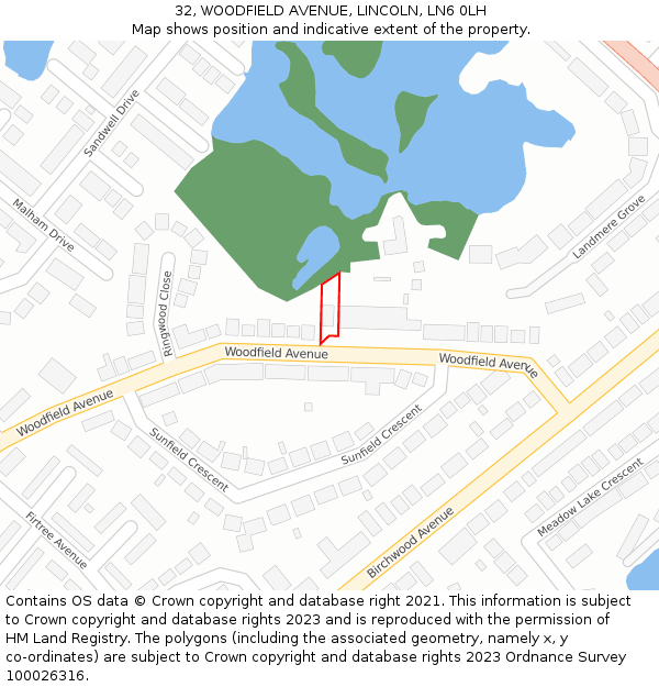 32, WOODFIELD AVENUE, LINCOLN, LN6 0LH: Location map and indicative extent of plot