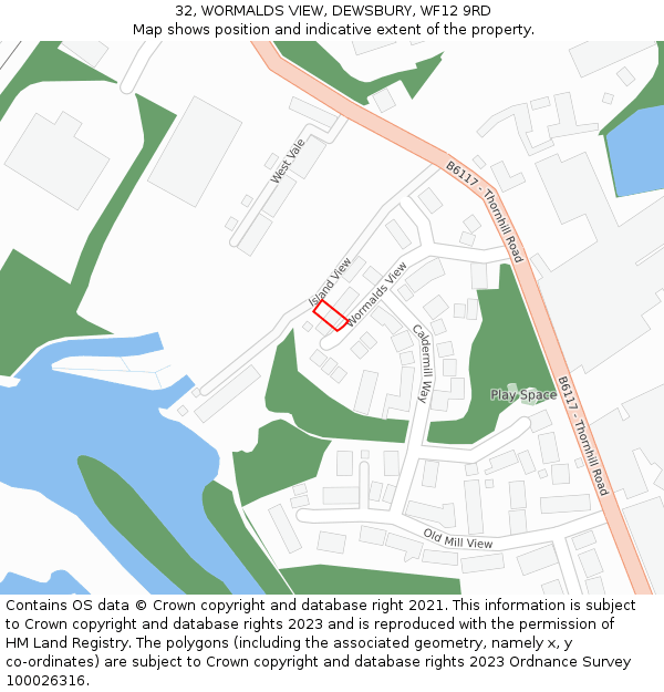 32, WORMALDS VIEW, DEWSBURY, WF12 9RD: Location map and indicative extent of plot