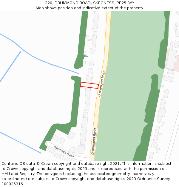 320, DRUMMOND ROAD, SKEGNESS, PE25 3AY: Location map and indicative extent of plot