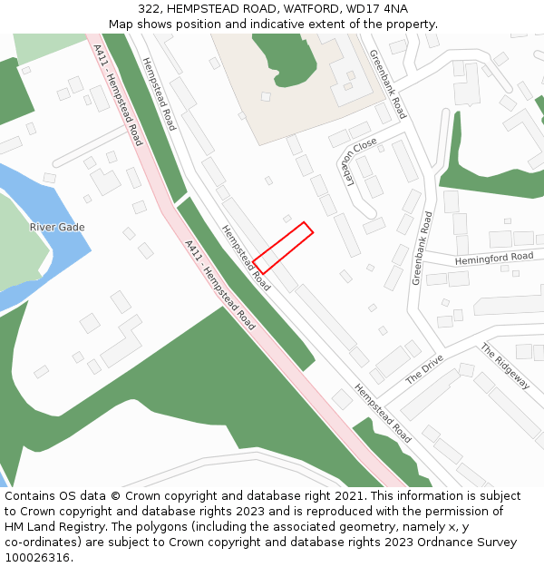 322, HEMPSTEAD ROAD, WATFORD, WD17 4NA: Location map and indicative extent of plot