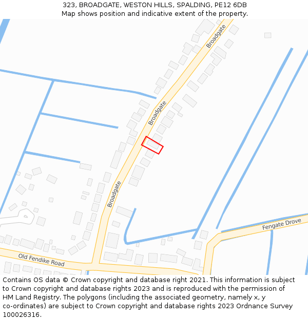 323, BROADGATE, WESTON HILLS, SPALDING, PE12 6DB: Location map and indicative extent of plot