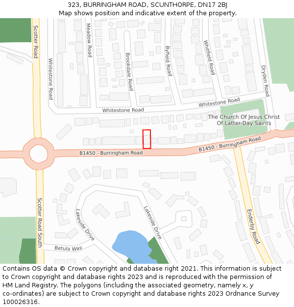 323, BURRINGHAM ROAD, SCUNTHORPE, DN17 2BJ: Location map and indicative extent of plot