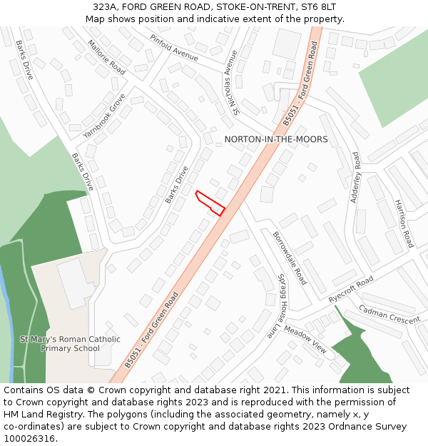 323A, FORD GREEN ROAD, STOKE-ON-TRENT, ST6 8LT: Location map and indicative extent of plot