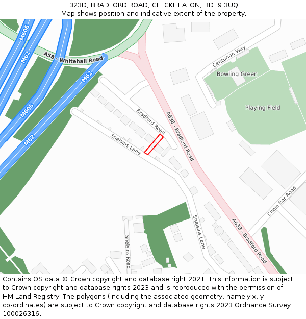 323D, BRADFORD ROAD, CLECKHEATON, BD19 3UQ: Location map and indicative extent of plot